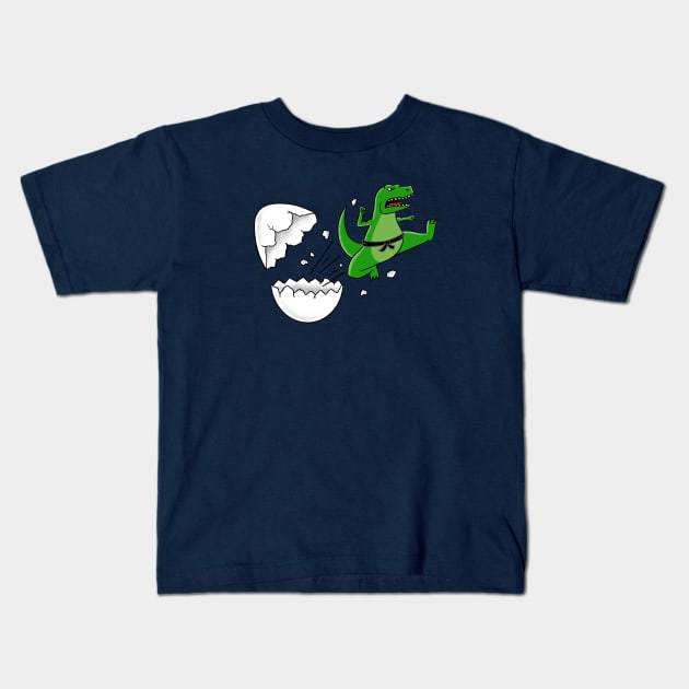 Dinosaur karate Kids T-Shirt by coffeeman